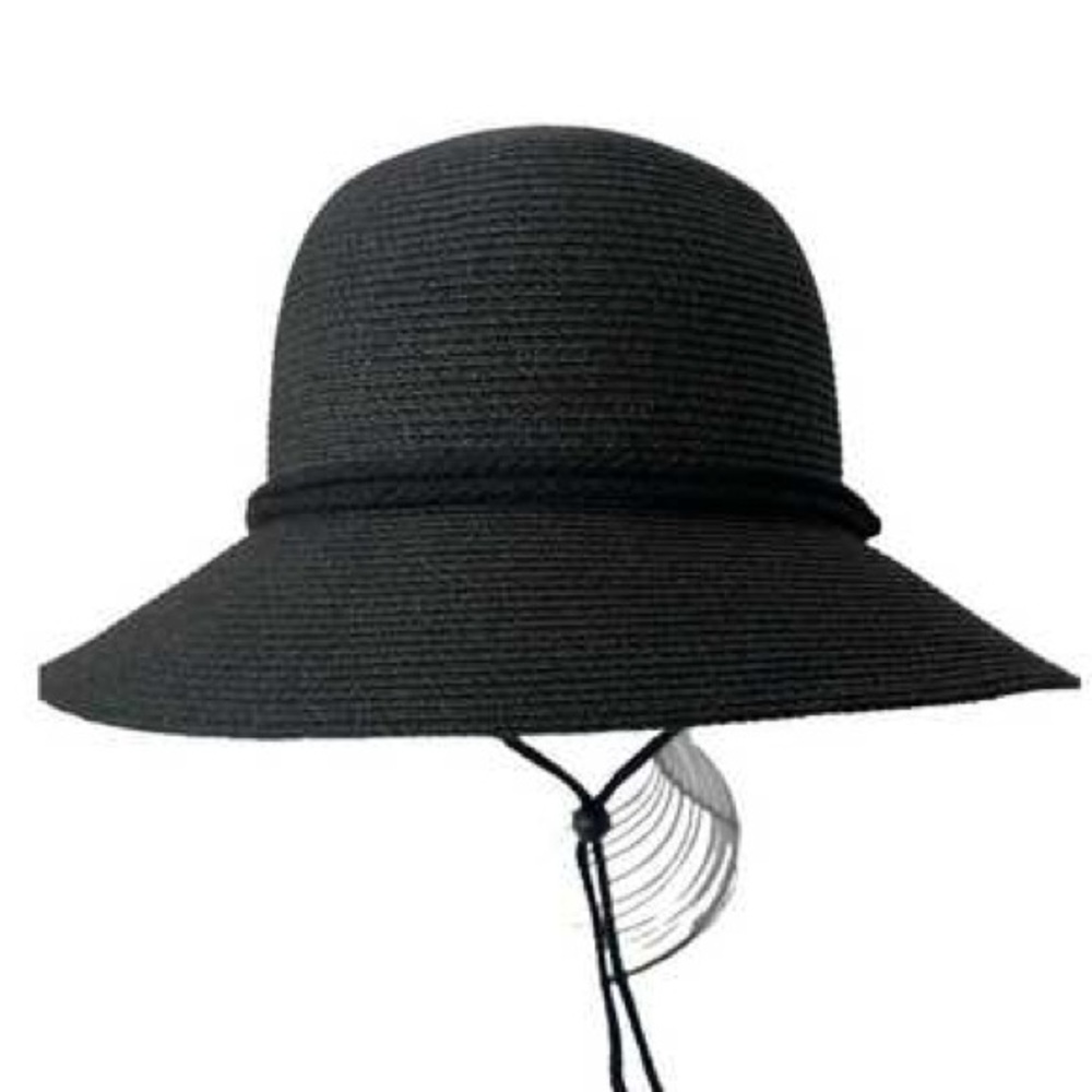 FURTALK Gray Black Paper Straw Sun Hat sz M